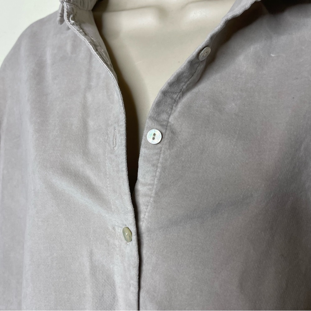 ALBUM DI FAMIGLIA Light Grey Velvet Collar Oversized Button Front Shirt Dress S - Picture 12 of 14